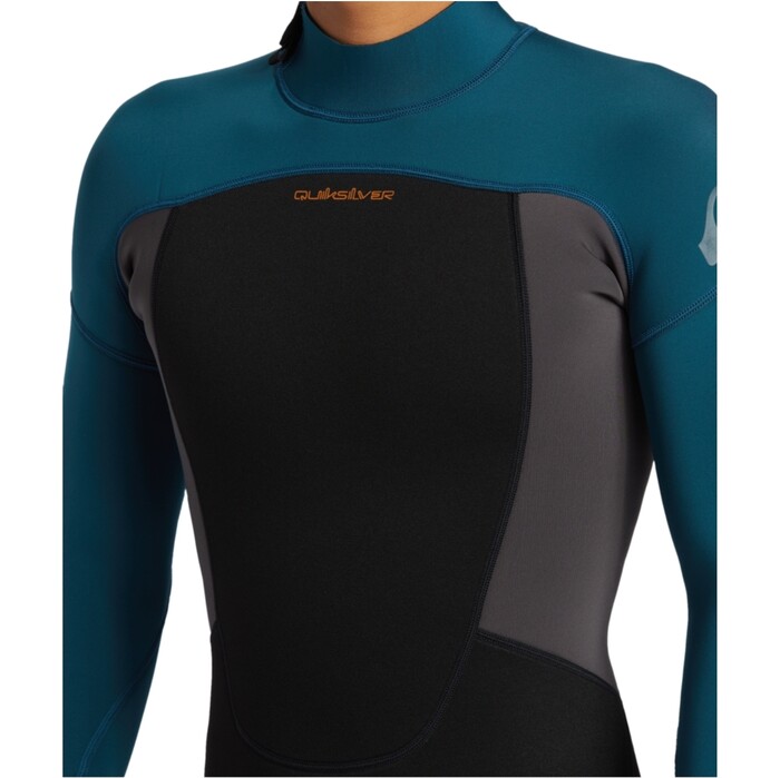 2024 Quiksilver Mens Prologue 3/2mm Flatlock Back Zip Wetsuit EQYW103223 - Midnight Turquoise